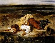 Eugene Delacroix A Mortally Wounded Brigand Quenches his Thirst oil painting artist